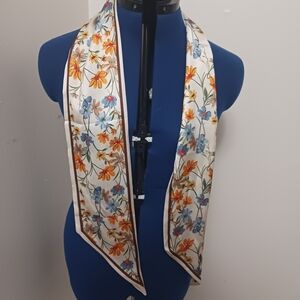 Headscarf Sash women's scarf for handbags silk Satin Feel 59 60 inches Floral